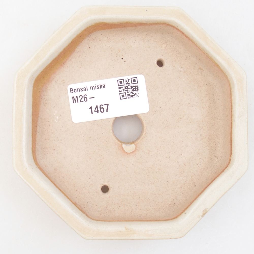Bonsaischaal van keramiek 11,5 x 11,5 x 2 cm, kleur beige