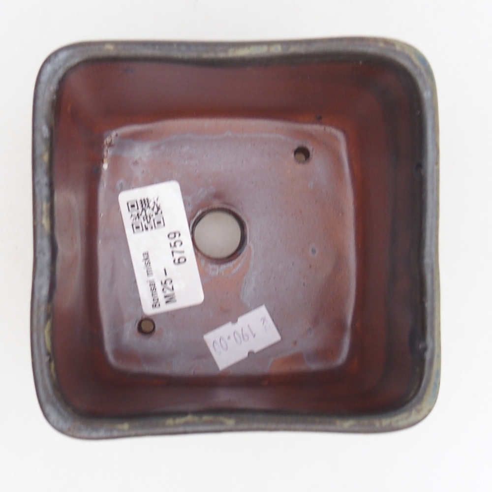 Bonsaischaal van keramiek 10 x 10 x 8,5 cm, bruin