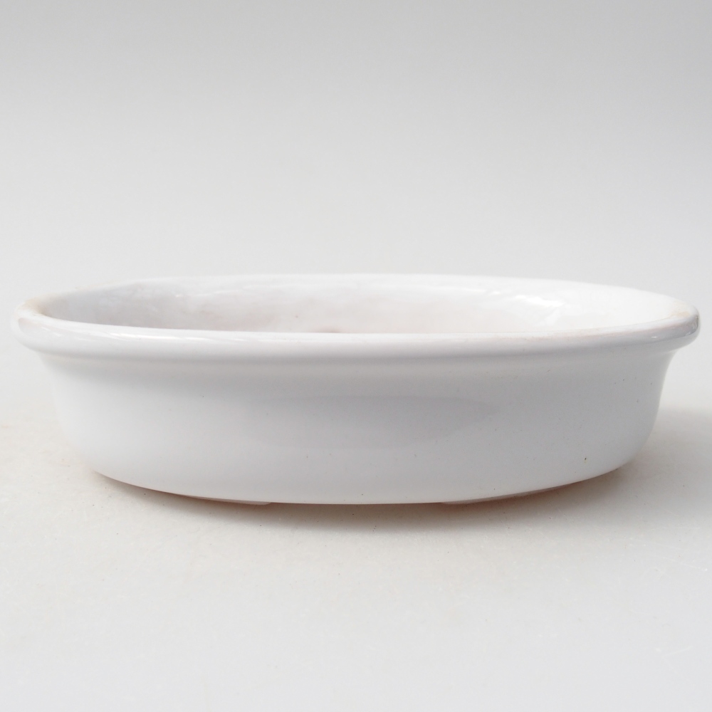 Bonsaischaal van keramiek 14,5 x 10,5 x 3,5 cm, kleur wit