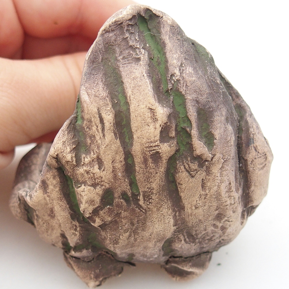 Schelp van keramiek 6,5 x 6,5 x 8 cm , kleur groen