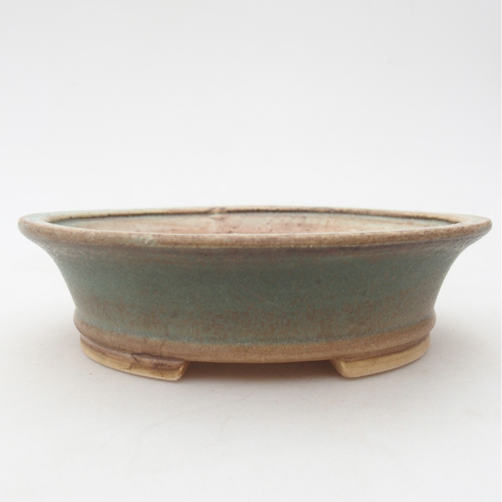 Bonsaischaal van keramiek 14,5 x 12,5 x 4 cm, groen