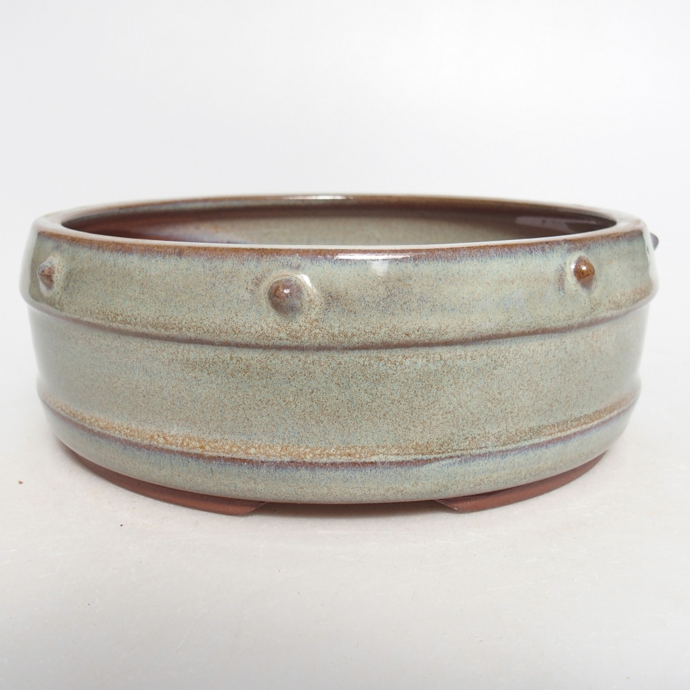 Bonsaischaal van keramiek 17,5 x 17,5 x 6,5 cm, groen