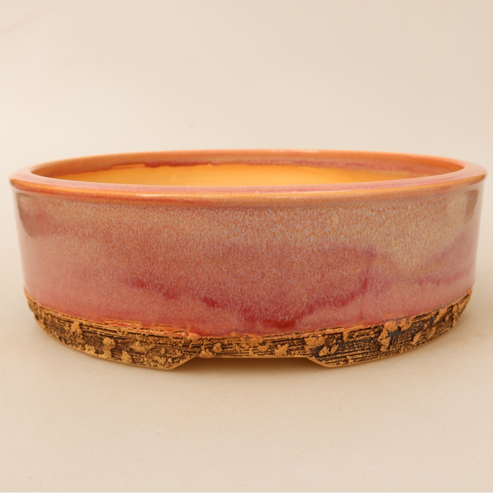 Keramische bonsai-schaal 23,5 x 23,5 x 7 cm, kleur: roze