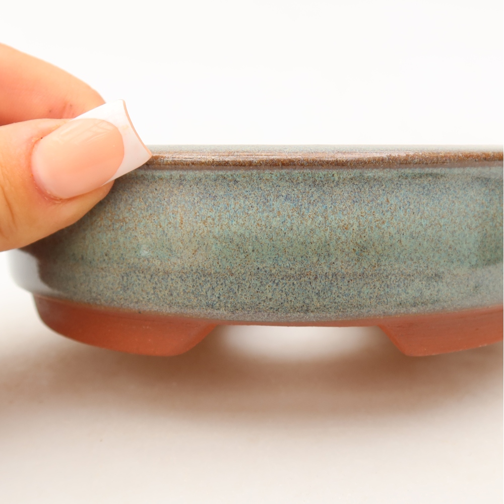 Keramische bonsaipot 14 x 14 x 4 cm, kleur groen