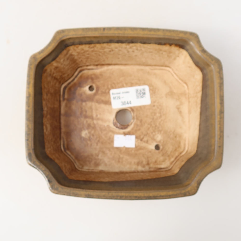 Keramische bonsaischaal 18 x 15,5 x 6 cm, kleur bruin