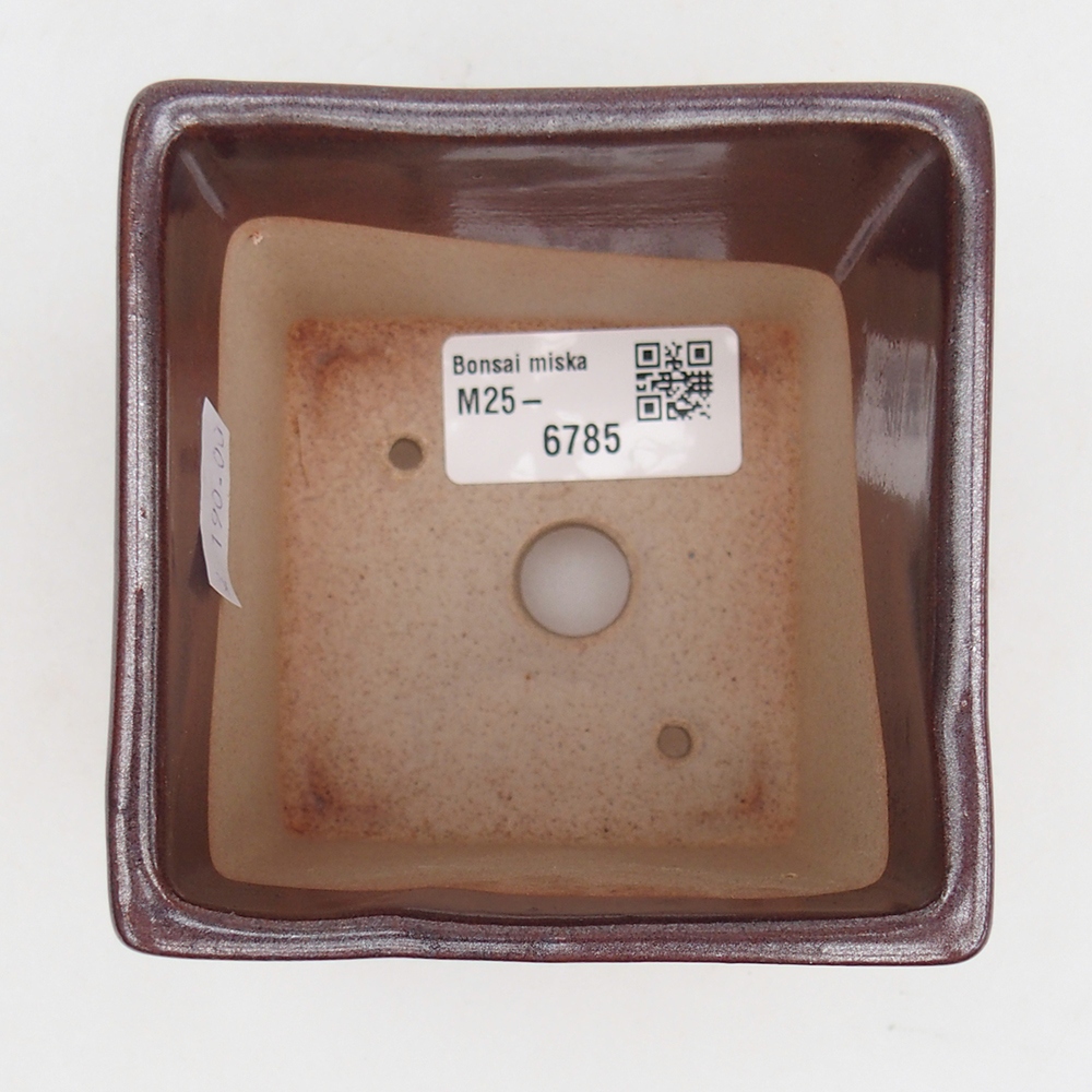 Bonsaischaal van keramiek 9 x 9 x 8,5 cm, kleur bordeauxrood