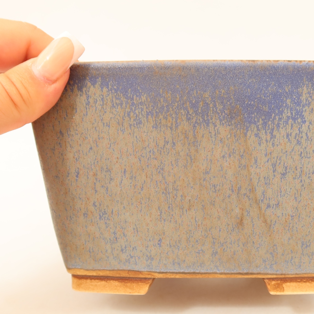 Bonsaischaal van keramiek 16 x 16 x 10 cm, kleur blauw