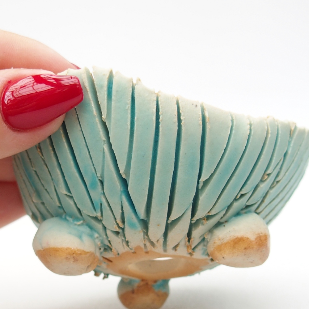 Keramisch Schelp 7,5 x 8 x 4 cm , kleur blauw