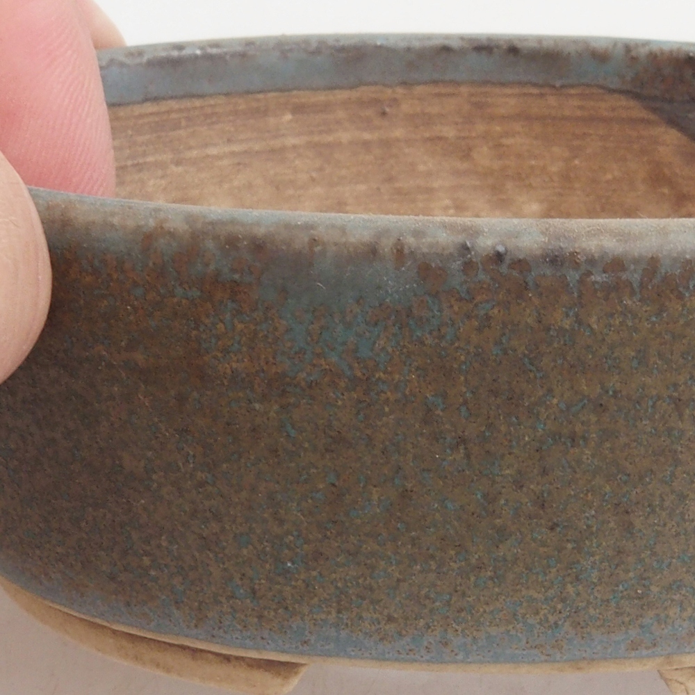 Bonsaischaal van keramiek 10 x 8,5 x 4 cm, bruin