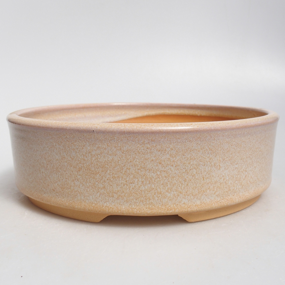 Bonsaischaal van keramiek 20,5 x 20,5 x 6 cm, kleur beige