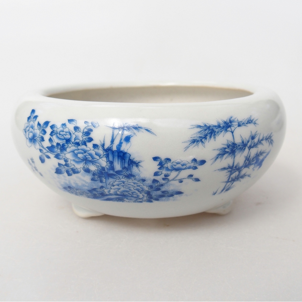 Bonsaischaal van keramiek 10 x 10 x 5 cm, kleur wit