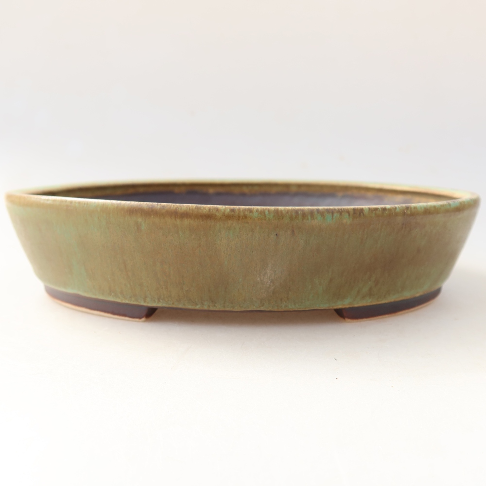 Bonsaischaal van keramiek 21 x 19 x 4,5 cm, groen