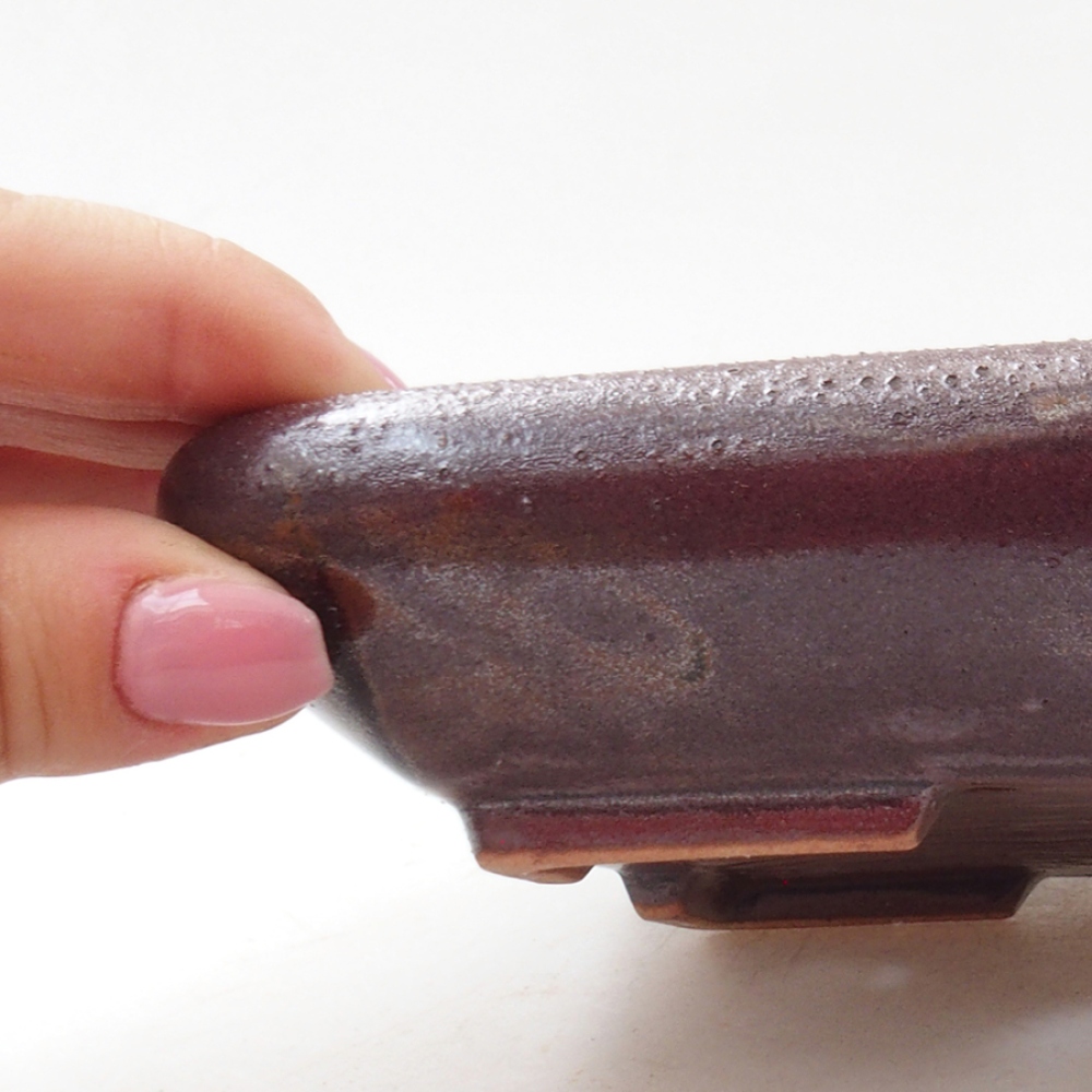 Bonsaischaal van keramiek 17 x 13,5 x 3,5 cm, metaalkleur