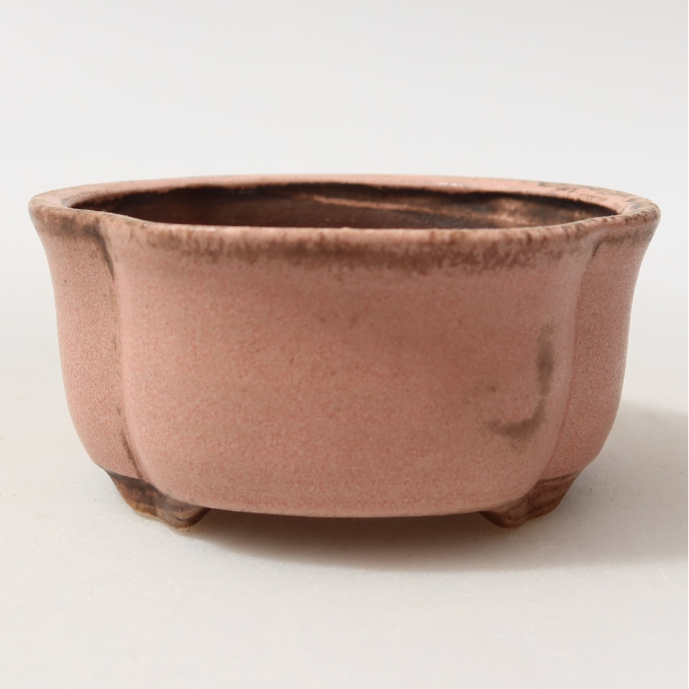 Bonsaischaal van keramiek 8 x 7,5 x 3,5 cm, roze