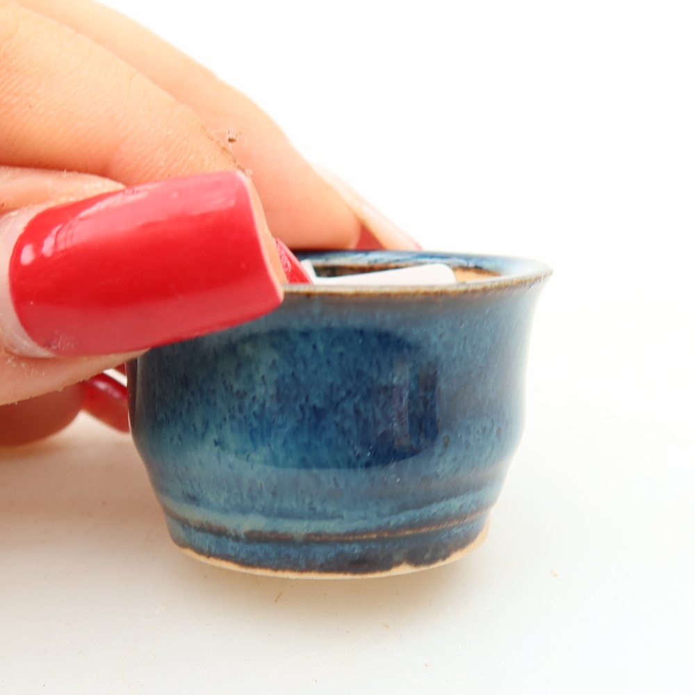 Keramische bonsaischaal 3,5 x 3,5 x 2,5 cm, kleur: blauw