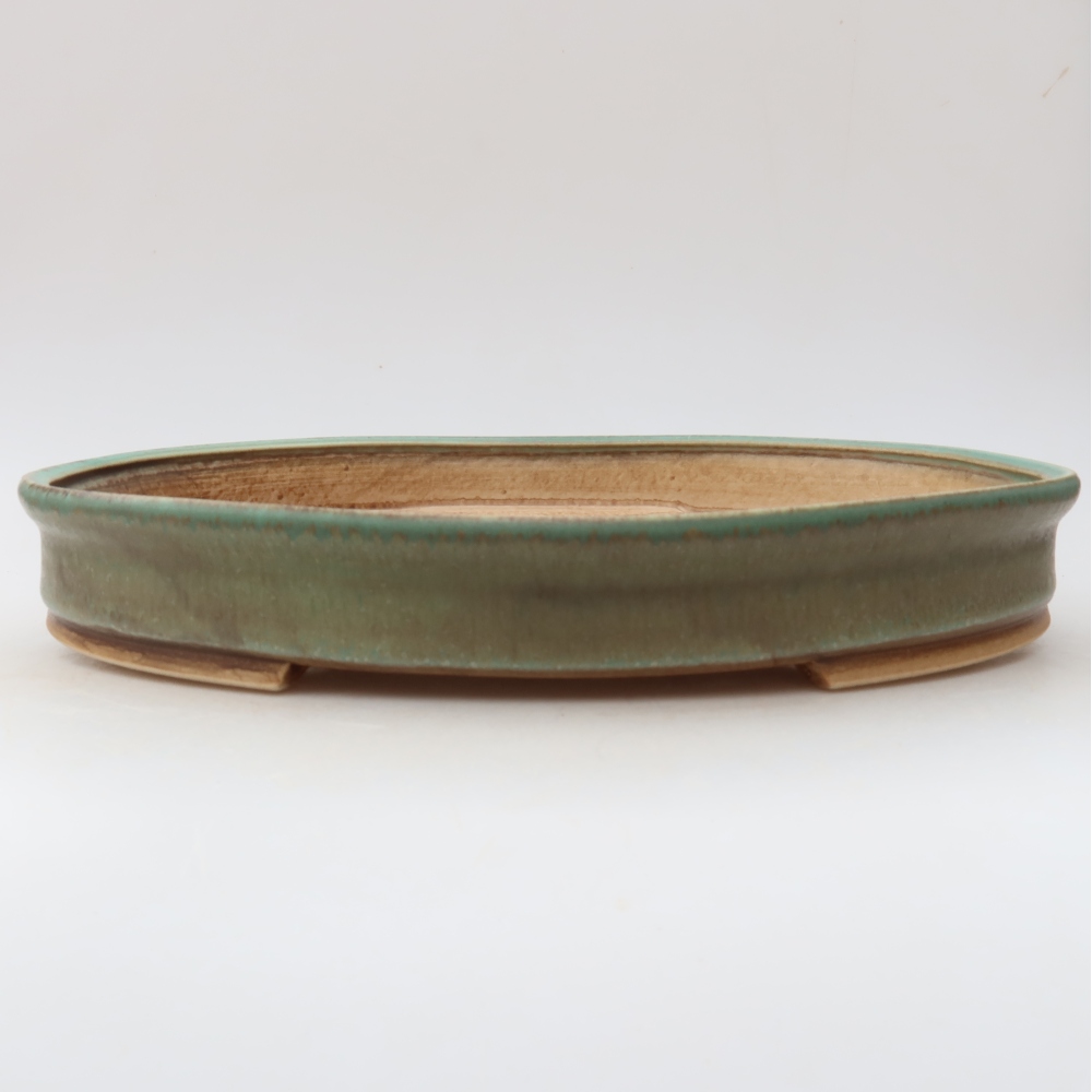 Bonsaischaal van keramiek 31 x 27 x 4,5 cm, groen