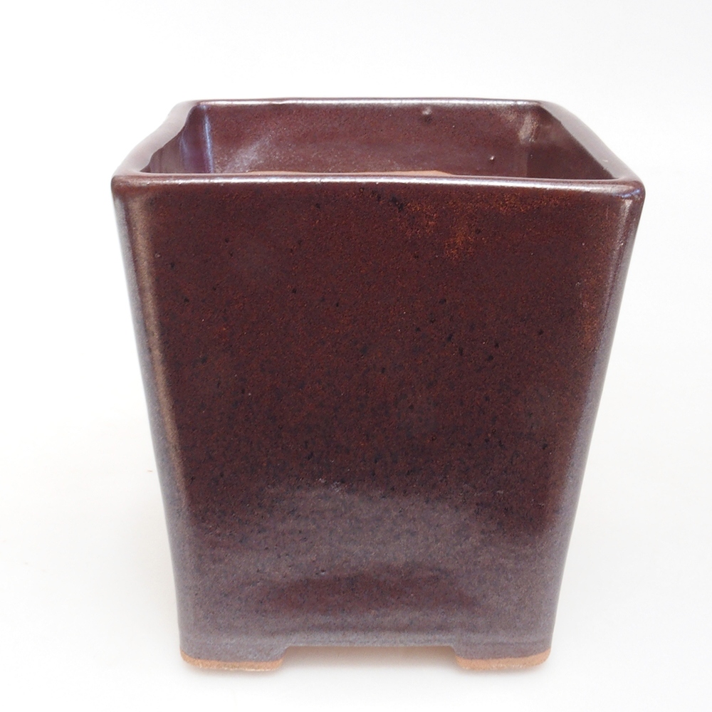 Bonsaischaal van keramiek 10,5 x 10,5 x 11,5 cm, bruin