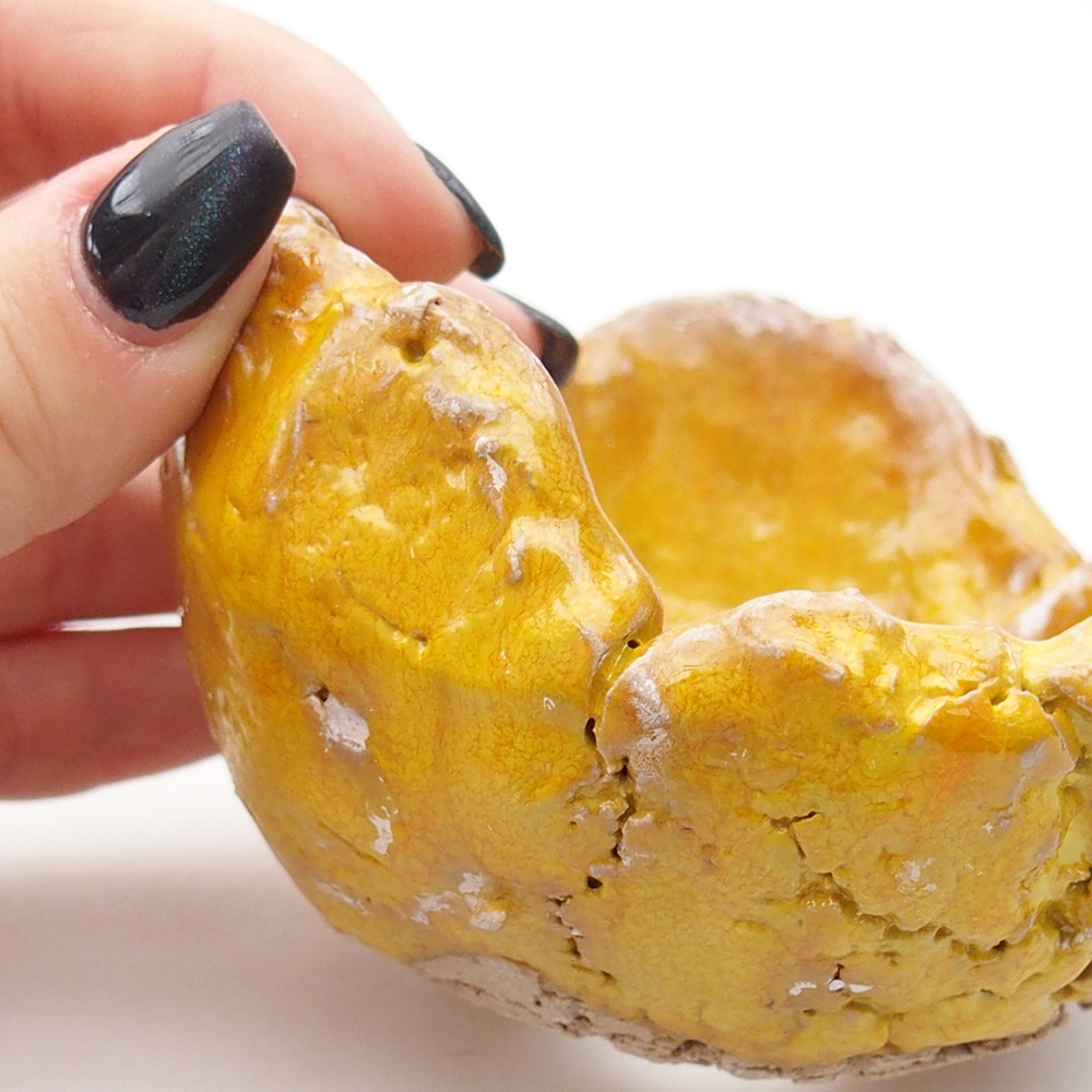 Keramische schelp 9 x 9 x 6 cm , geel