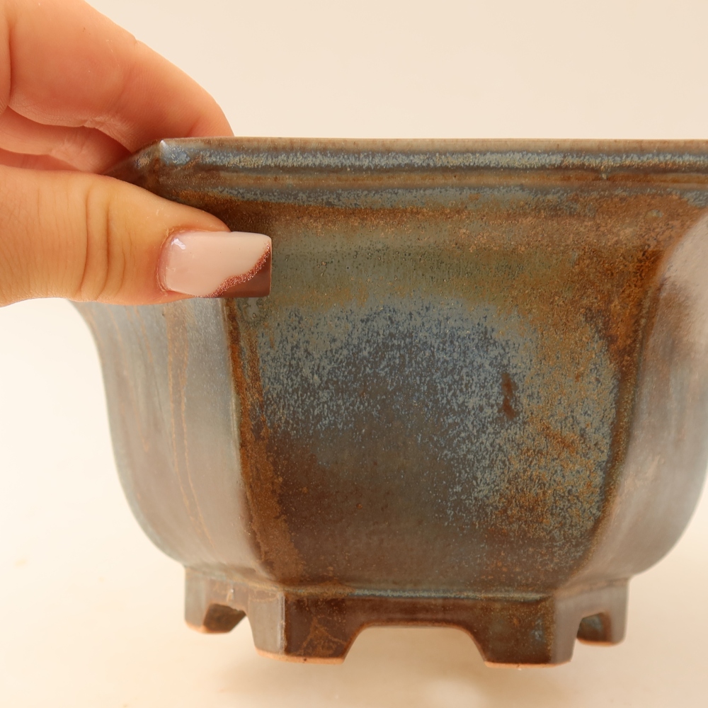 Bonsaischaal van keramiek 18,5 x 16,5 x 9 cm, bruin