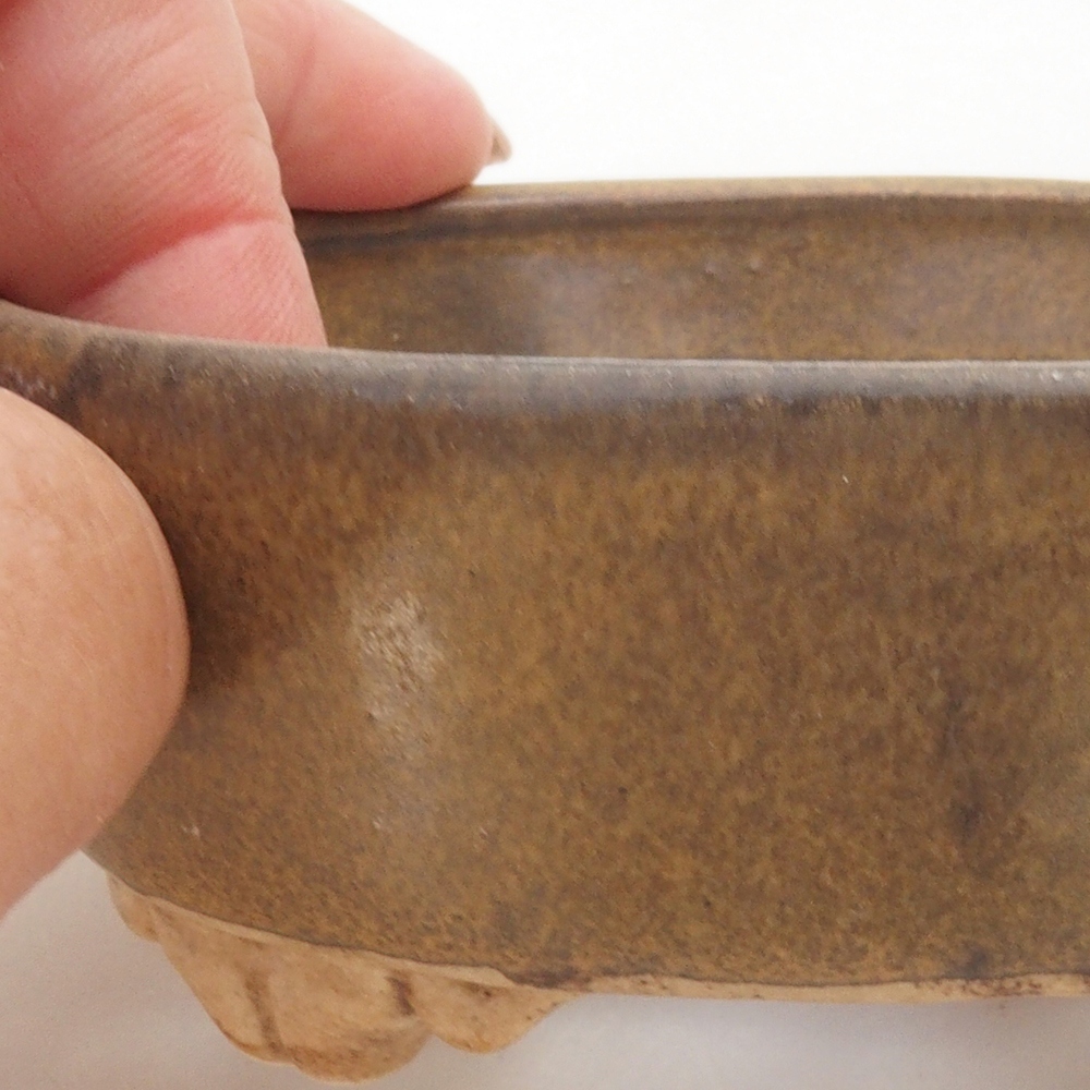 Bonsaischaal van keramiek 10 x 8,5 x 4 cm, bruin