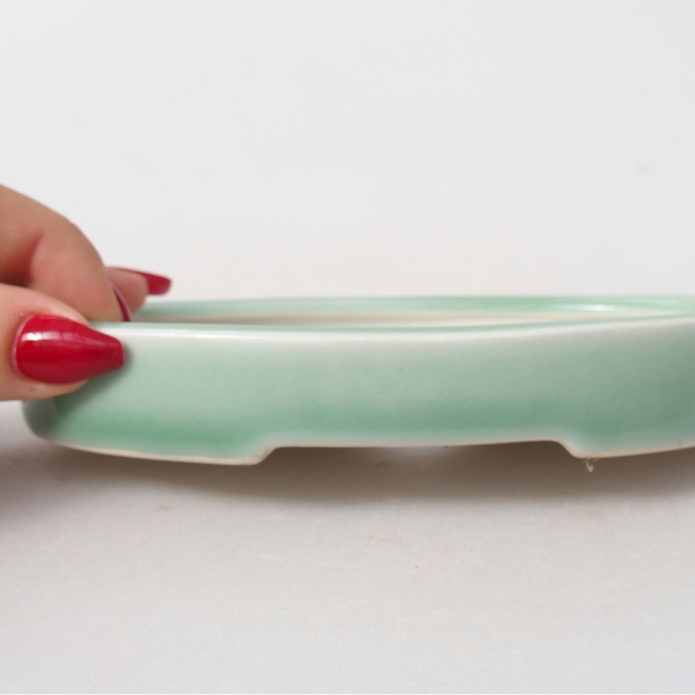 Bonsaischaal van keramiek 15,5 x 10 x 2 cm, groen