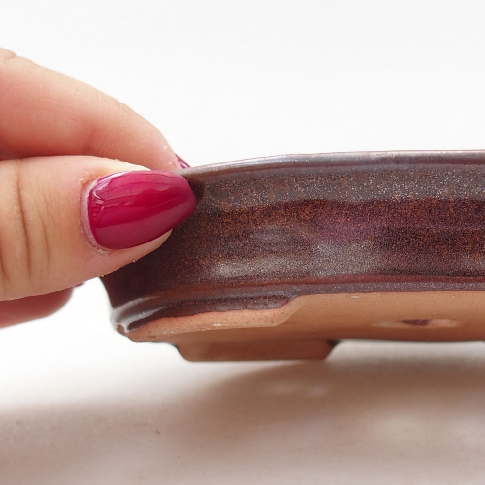 Bonsaischaal van keramiek 12,5 x 10,5 x 2 cm, bruin