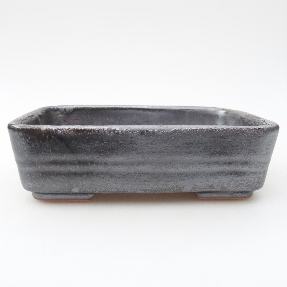 Bonsaischaal van keramiek 14,5 x 10,5 x 4,5 cm, metaalkleur