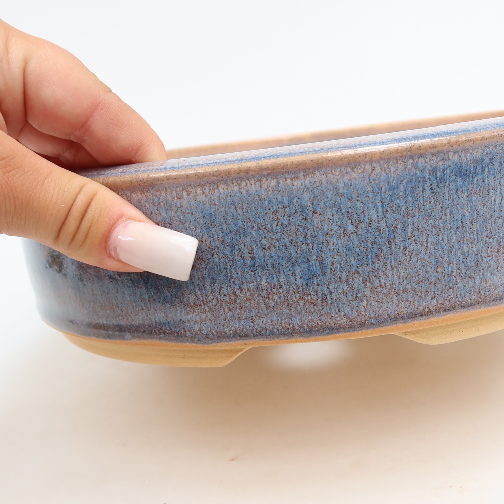 Keramische bonsaipot 22,5 x 22,5 x 5,5 cm, kleur: blauw