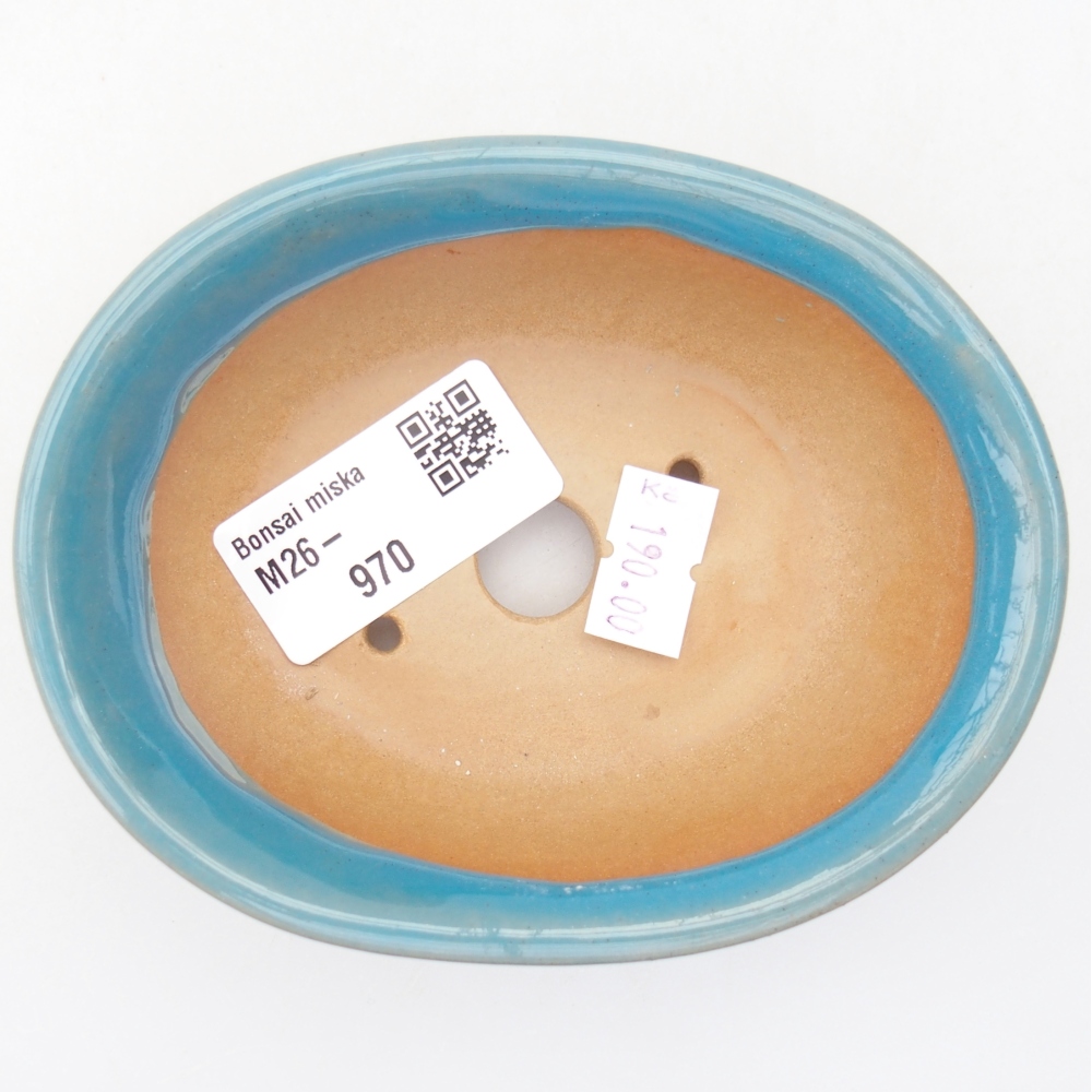 Bonsaischaal van keramiek 11 x 8,5 x 4 cm, kleur blauw