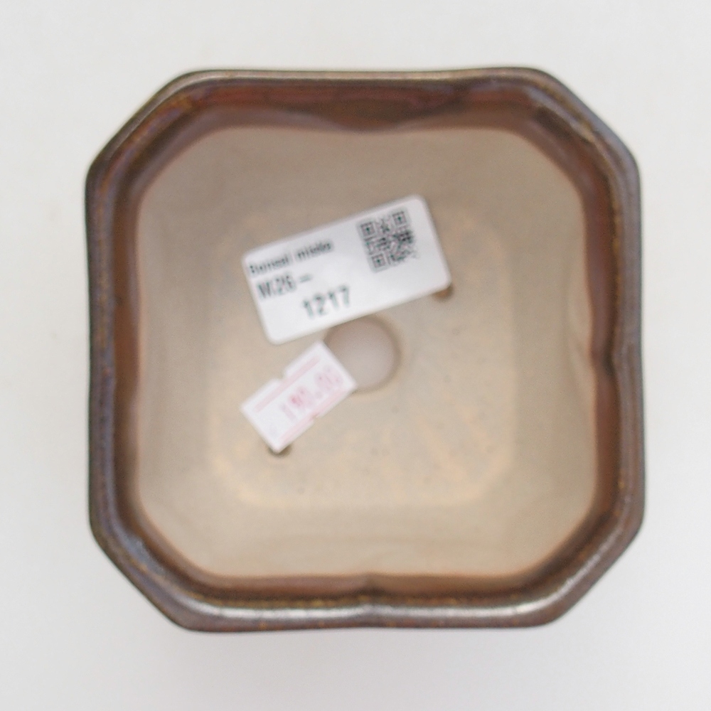 Bonsaischaal van keramiek 10 x 10 x 6 cm, bruin
