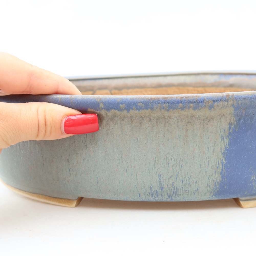 Keramische bonsaischaal 31 x 27 x 7,5 cm, kleur: blauw