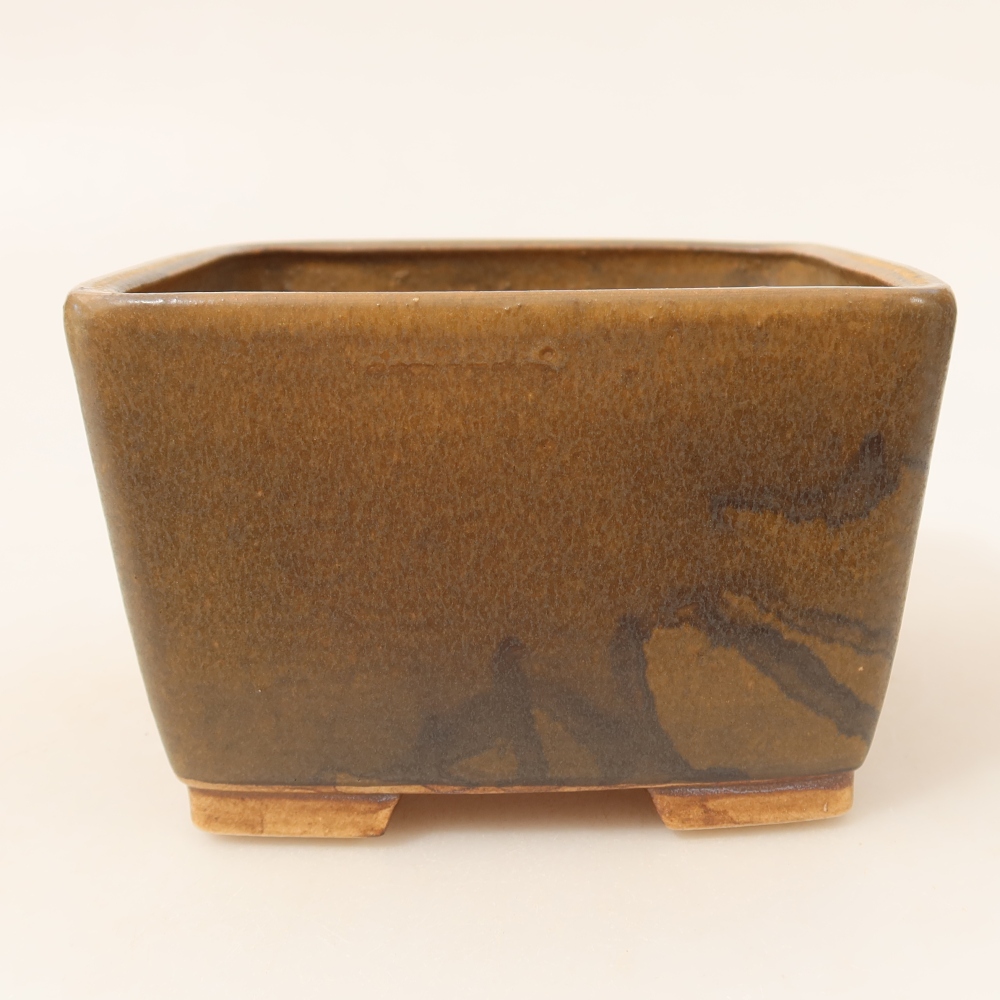 Bonsaischaal van keramiek 13 x 13 x 8 cm, bruin