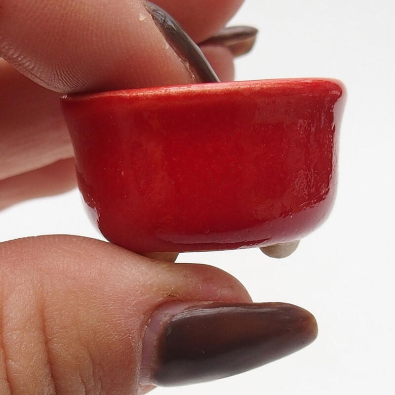 Mini bonsaischaal 2,5 x 2,5 x 1,5 cm, kleur rood