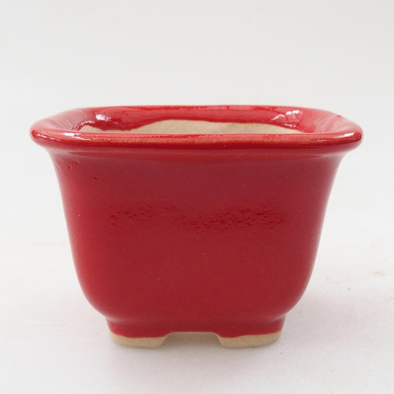 Mini bonsaischaal 6,5 x 6,5 x 4,5 cm, kleur rood