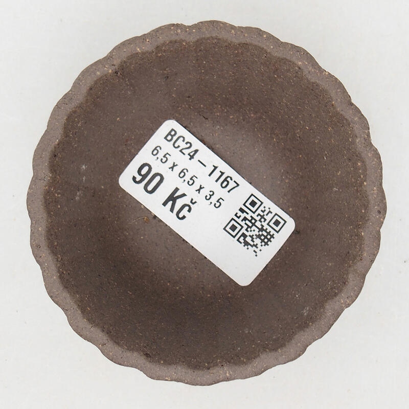 Mini bonsaischaal 6,5 x 6,5 x 4 cm, kleur okerbruin