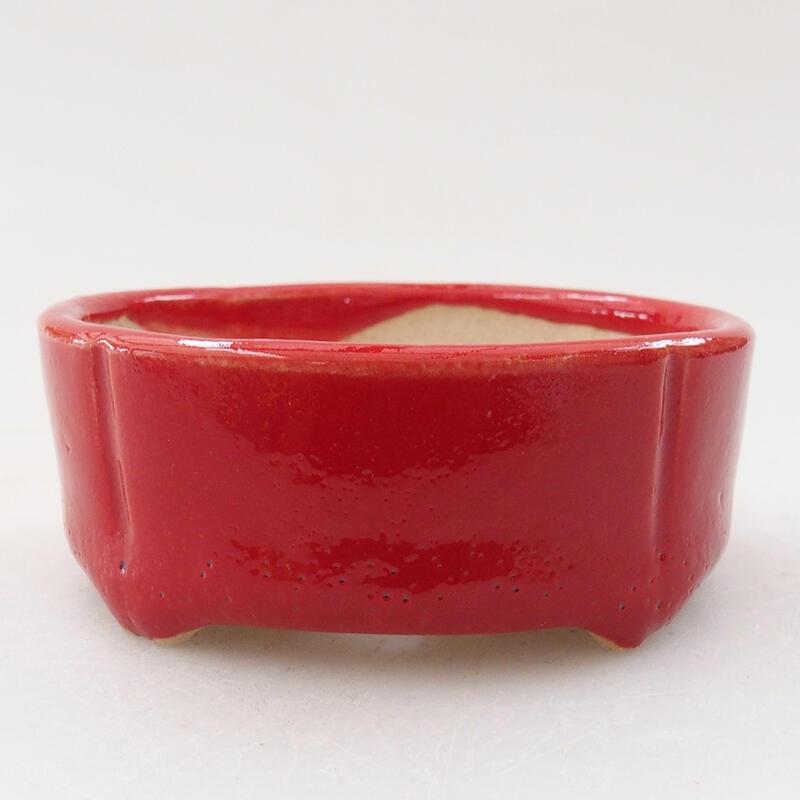 Mini bonsaischaal 7 x 7 x 3 cm, kleur rood