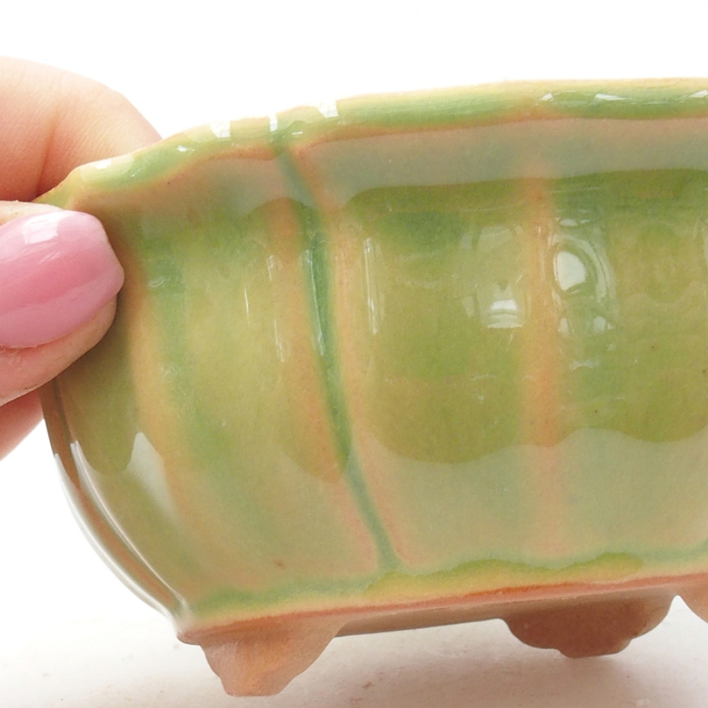 Bonsaischaal van keramiek 11 x 11 x 5 cm, groen