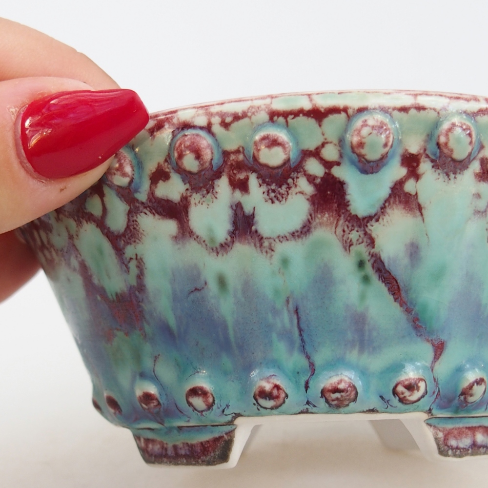 Bonsaischaal van keramiek 10,5 x 10,5 x 5 cm, groen