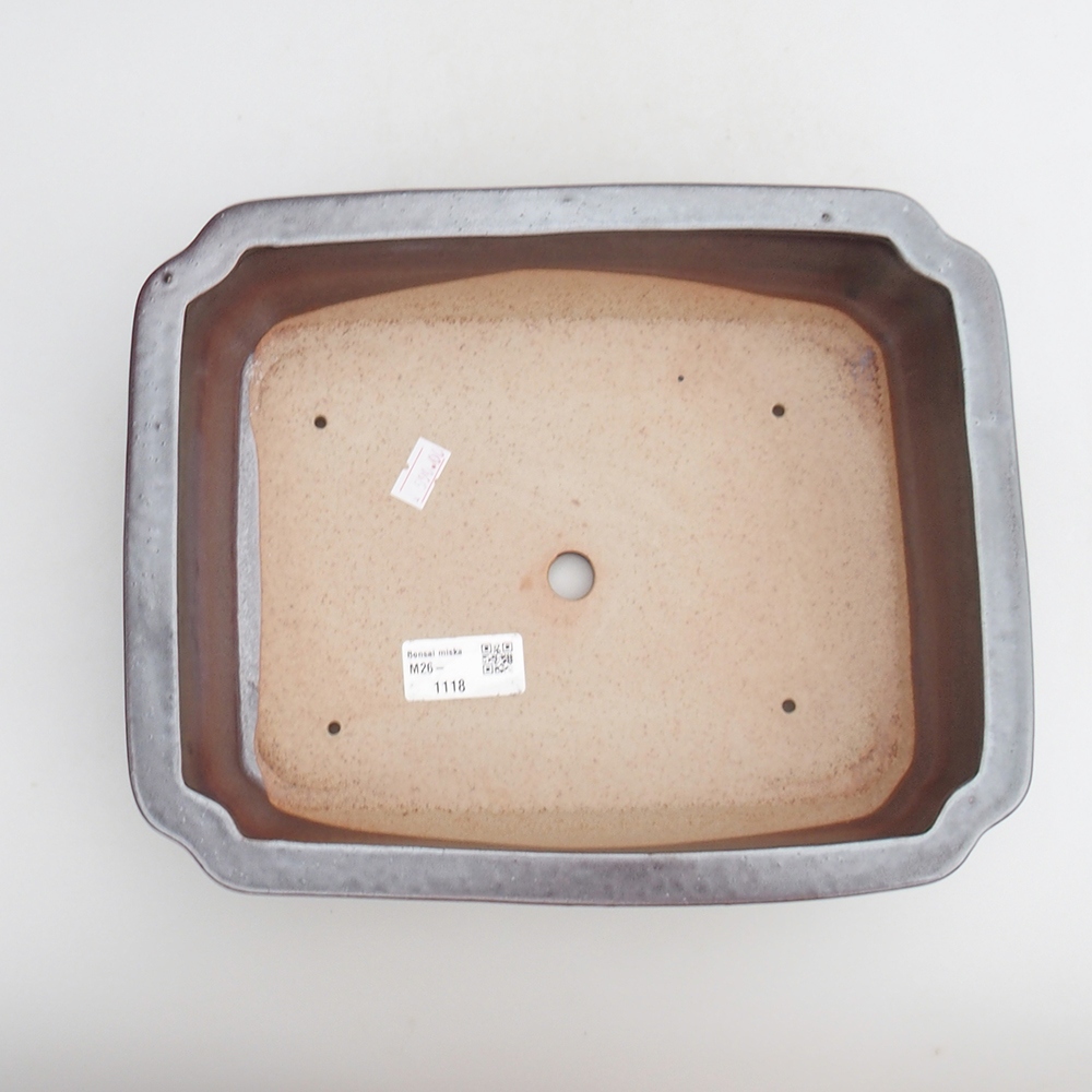 Bonsaischaal van keramiek 27 x 21 x 7 cm, kleur zwart rood