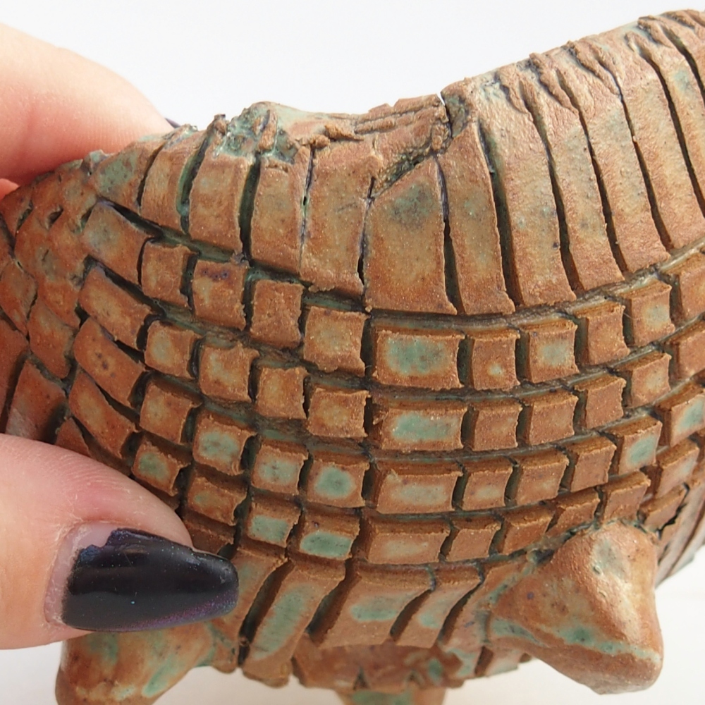 Keramisch Schelp 10 x 9,5 x 7,5 cm , kleur bruin-groen