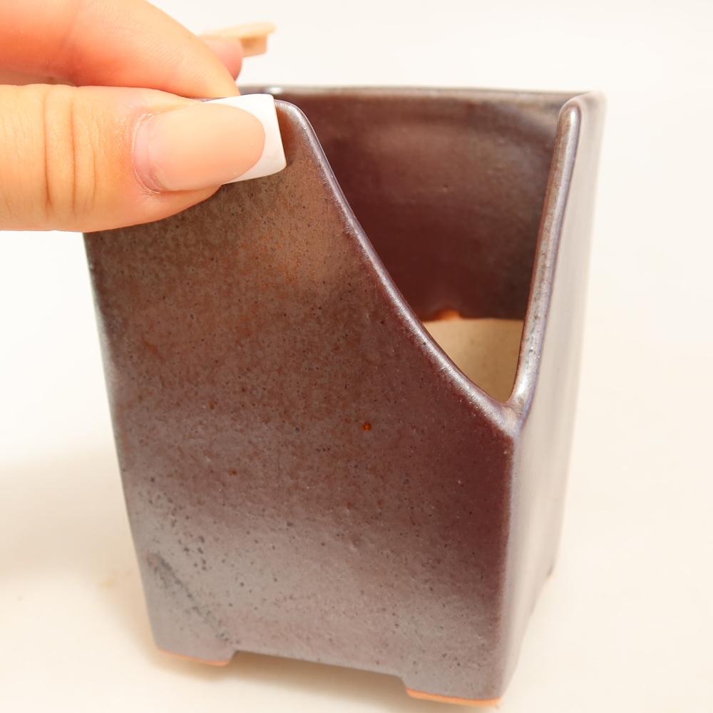 Keramische bonsaipot 8 x 8 x 10 cm, metaalachtige kleur