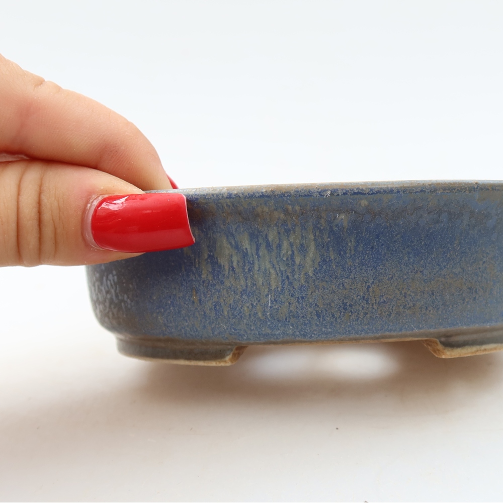 Keramische bonsaipot 12,5 x 11,5 x 3,5 cm, kleur: blauw