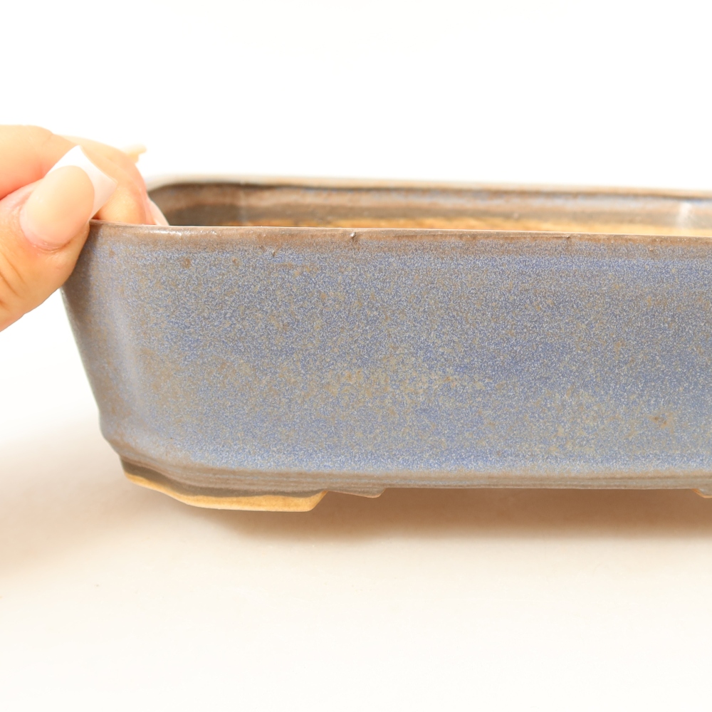 Keramische bonsaipot 21,5 x 18 x 6 cm, kleur: blauw