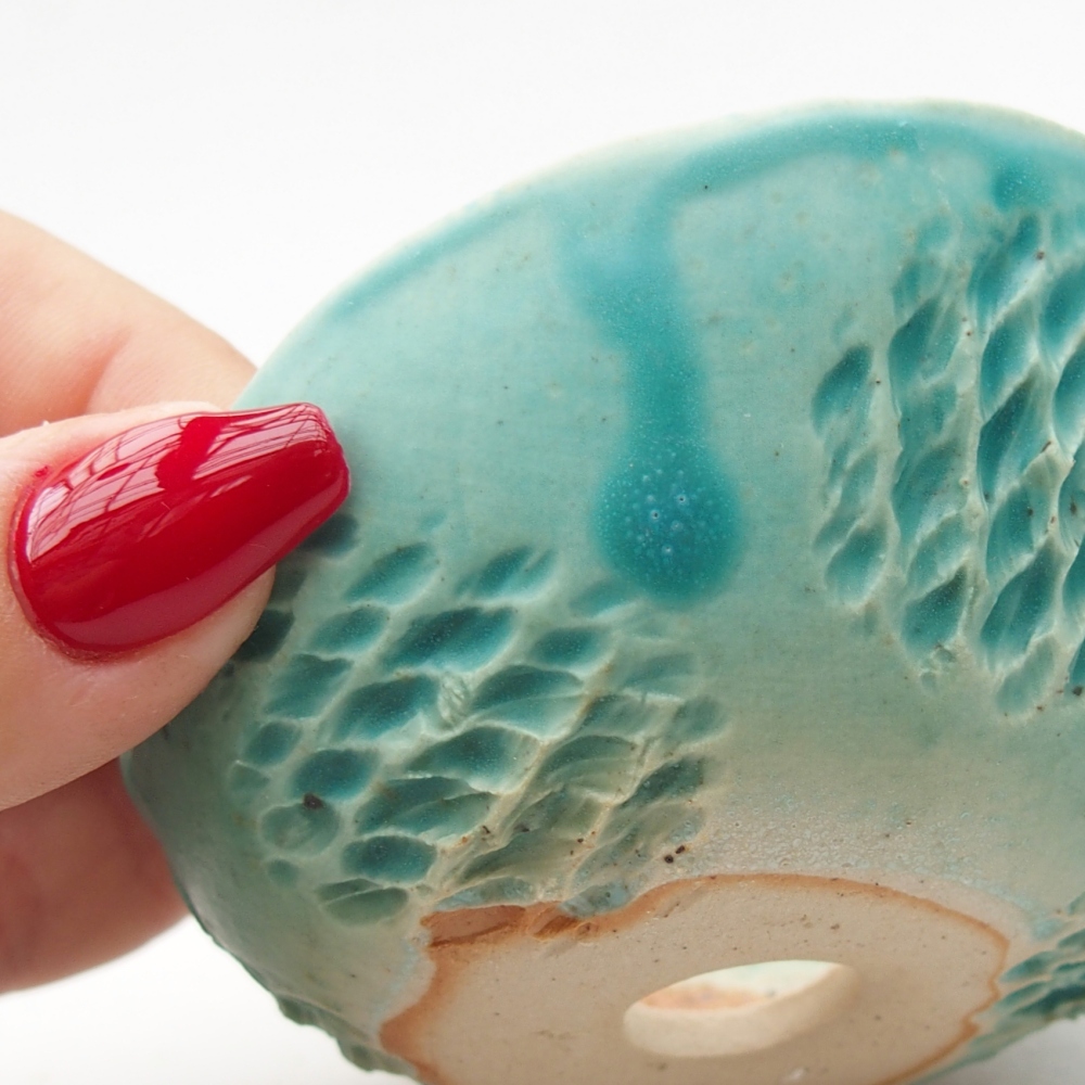 Schelp van keramiek 8,5 x 8 x 4,5 cm , kleur blauw