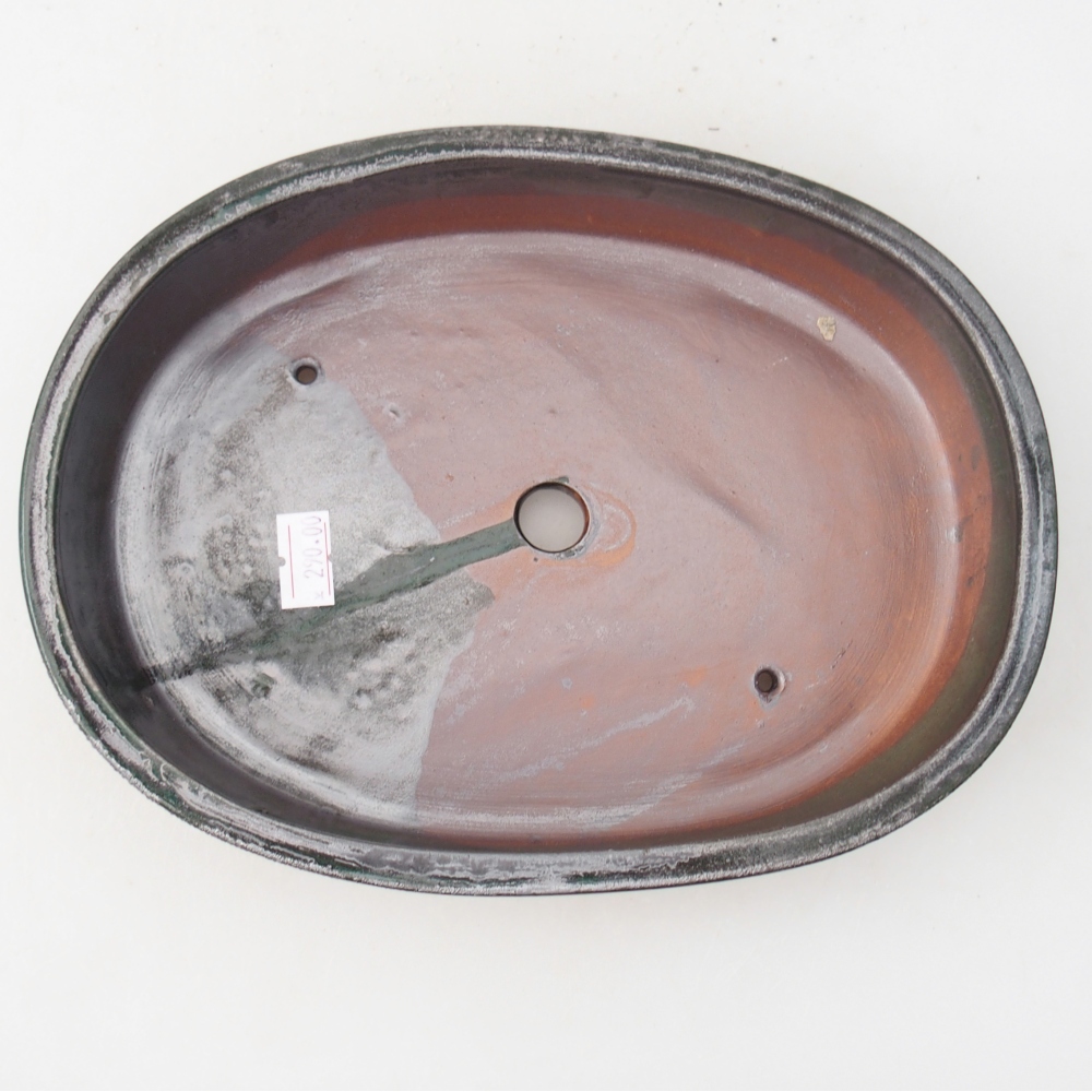 Bonsaischaal van keramiek 22 x 17 x 5 cm, metallic groen