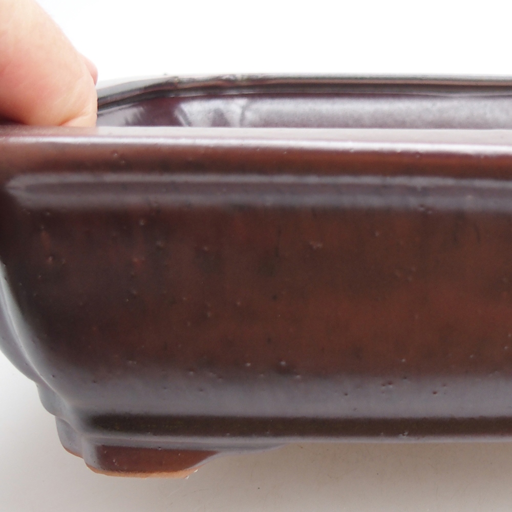 Bonsaischaal van keramiek 27 x 21 x 7 cm, kleur zwart rood