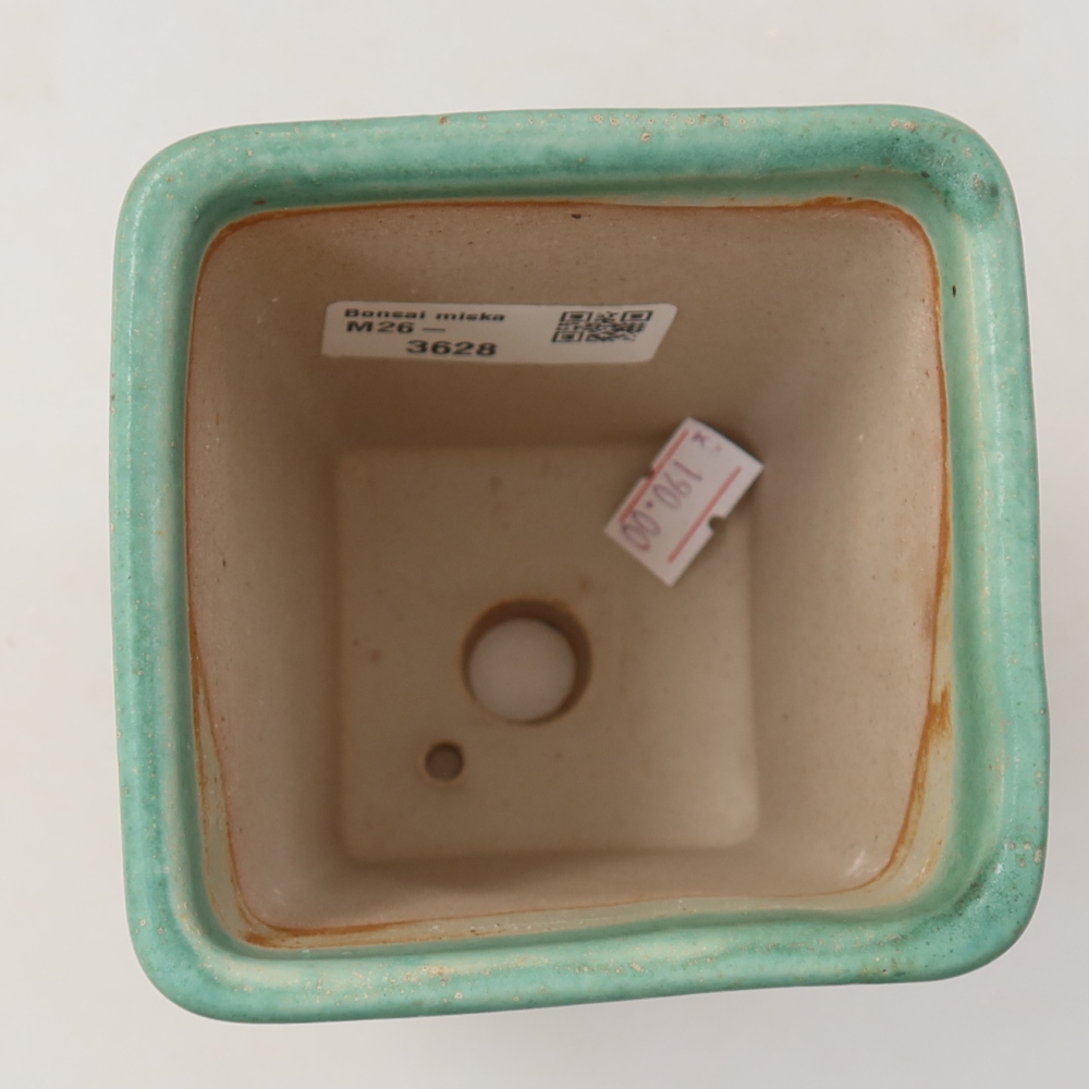 Bonsaischaal van keramiek 8,5 x 8,5 x 11 cm, groen