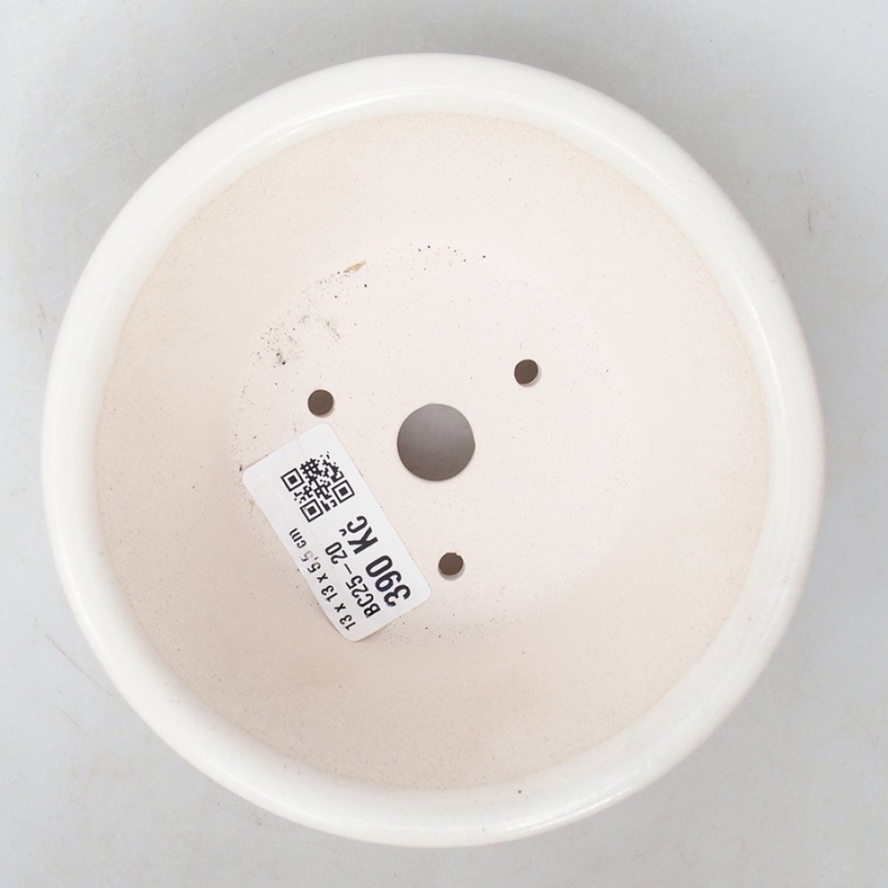 Bonsaischaal van keramiek 13 x 13 x 6 cm, kleur wit