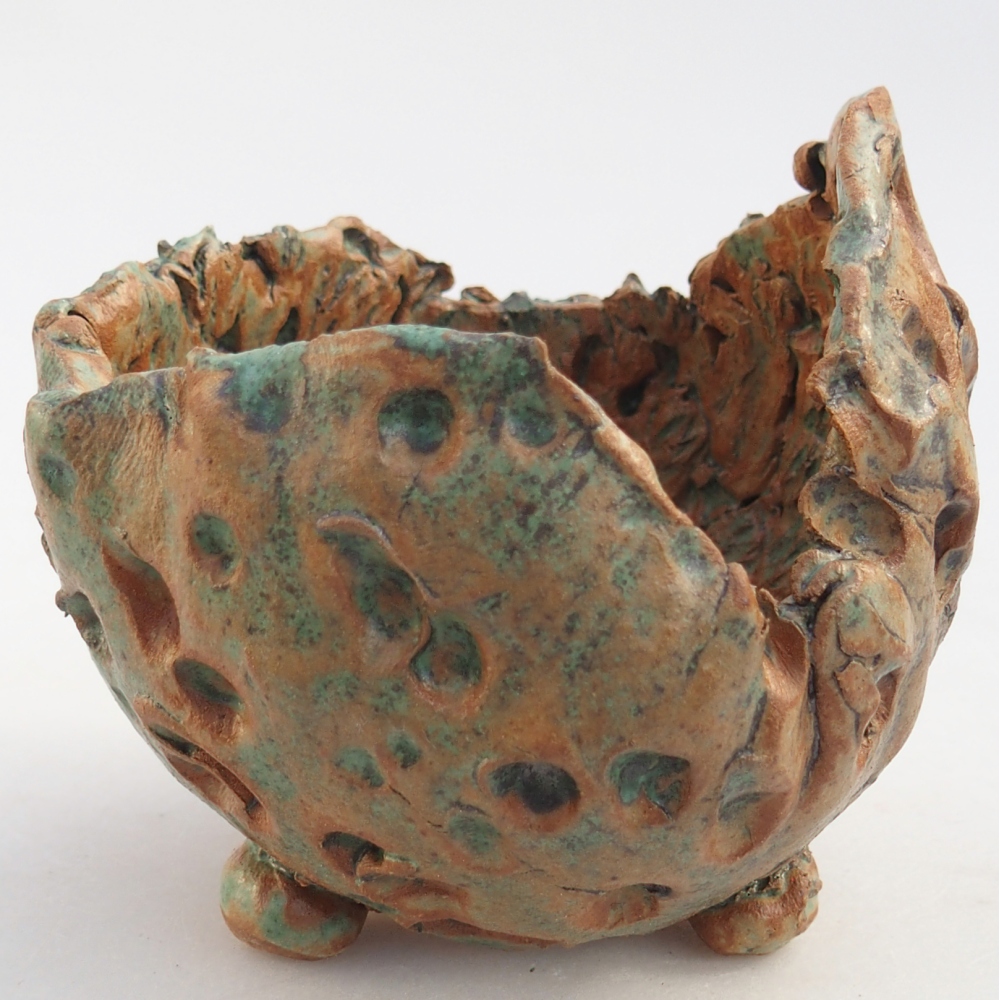 Keramisch Schelp 10 x 9,5 x 9,5 cm , kleur bruin-groen