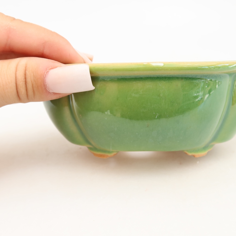 Keramische bonsaipot 12,5 x 10,5 x 4,5 cm, kleur groen